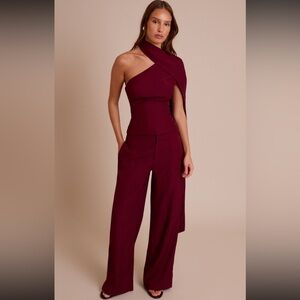 PrettyLittleThing Burgundy One-Shoulder Top